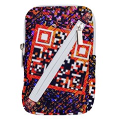 Root Humanity Bar And Qr Code In Flash Orange And Purple Belt Pouch Bag (large) by WetdryvacsLair