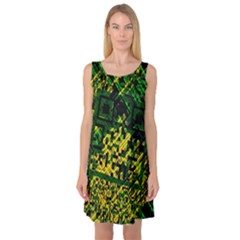 Root Humanity Bar And Qr Code Green And Yellow Doom Sleeveless Satin Nightdress by WetdryvacsLair