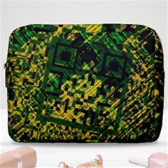 Root Humanity Bar And Qr Code Green And Yellow Doom Make Up Pouch (large) by WetdryvacsLair