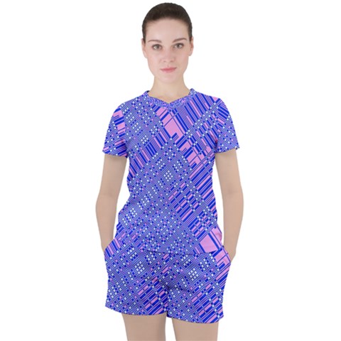 Root Humanity Barcode Purple Pink And Galuboi Women s Tee And Shorts Set by WetdryvacsLair