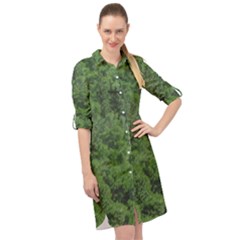 Leafy Forest Landscape Photo Long Sleeve Mini Shirt Dress by dflcprintsclothing