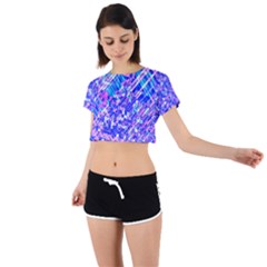 Root Humanity Bar And Qr Code Combo In Purple And Blue Tie Back Short Sleeve Crop Tee by WetdryvacsLair