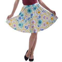 Flower Bomb 2 A-line Skater Skirt by PatternFactory