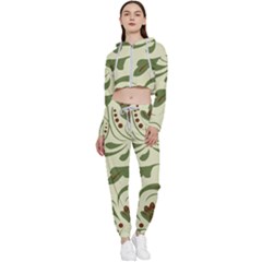 Folk Flowers Pattern  Cropped Zip Up Lounge Set by Eskimos