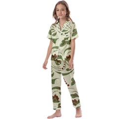 Folk Flowers Pattern  Kids  Satin Short Sleeve Pajamas Set by Eskimos