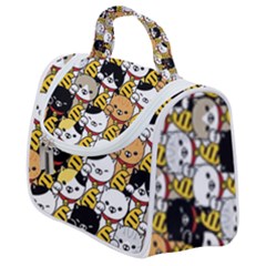 Cat-seamless-pattern-lucky-cat-japan-maneki-neko-vector-kitten-calico-pet-scarf-isolated-repeat-back Satchel Handbag by elchino