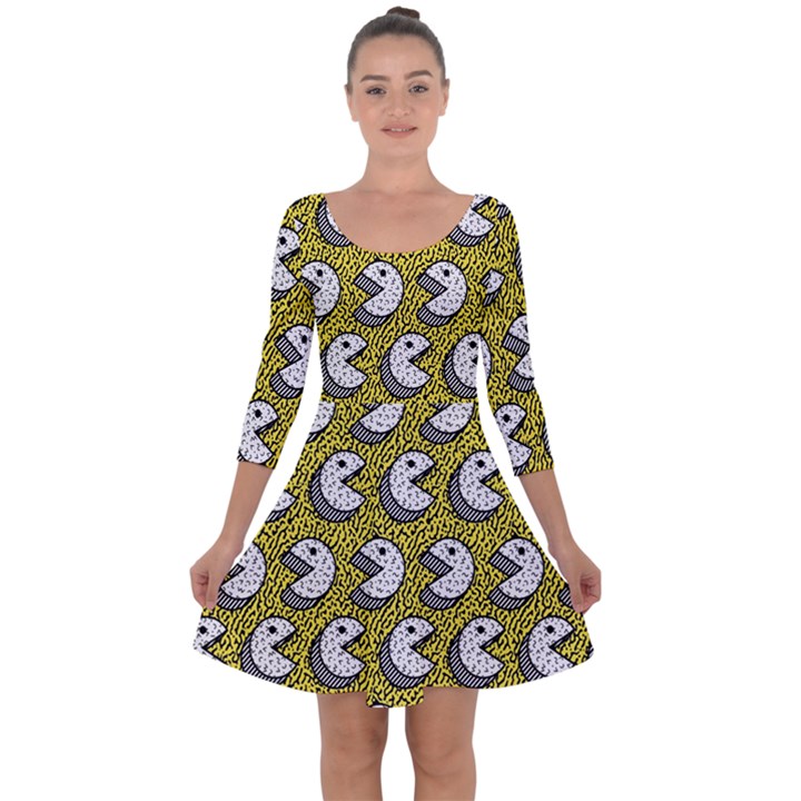 Memphis-seamless4-[converted5]redbubble8192 Quarter Sleeve Skater Dress