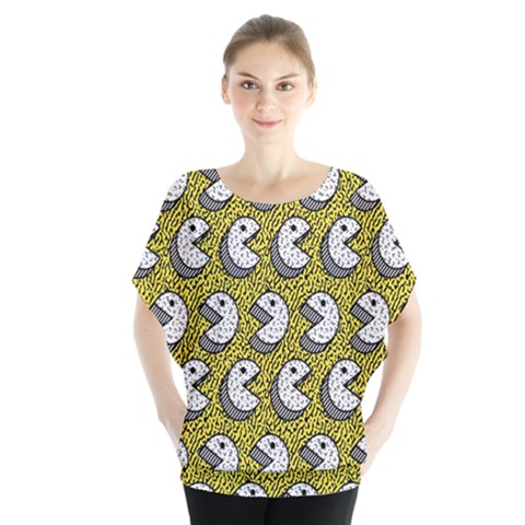 Memphis-seamless4-[converted5]redbubble8192 Batwing Chiffon Blouse by elchino