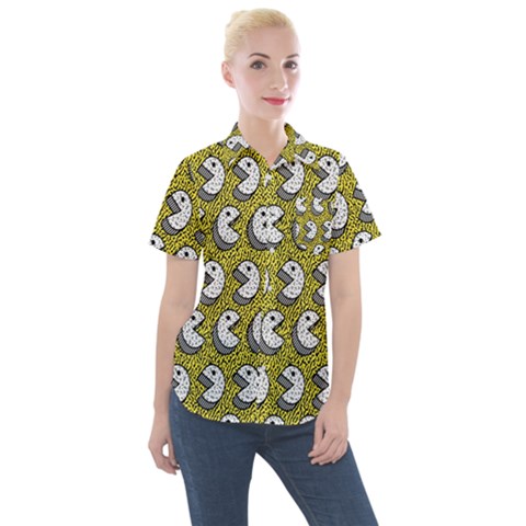 Memphis-seamless4-[converted5]redbubble8192 Women s Short Sleeve Pocket Shirt by elchino