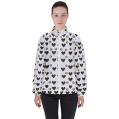 Hearts And Pearls For Love And Plants For Peace Women s High Neck Windbreaker by pepitasart