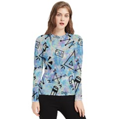 Science-education-doodle-background Women s Long Sleeve Rash Guard by Sapixe