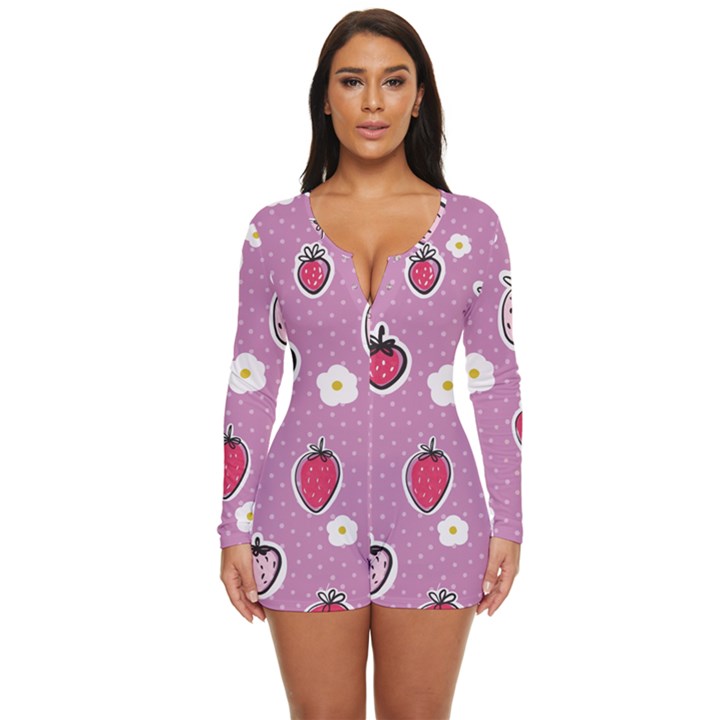 Juicy Strawberries Long Sleeve Boyleg Swimsuit