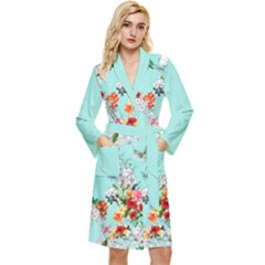 Flower Cyan Long Sleeve Velour Robe by flowerland