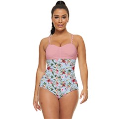 Boho Flower Light Blue Retro Full Coverage Swimsuit by flowerland