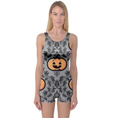 Pumpkin Pattern One Piece Boyleg Swimsuit by NerdySparkleGoth