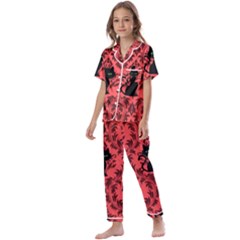 Cat Pattern Kids  Satin Short Sleeve Pajamas Set by NerdySparkleGoth