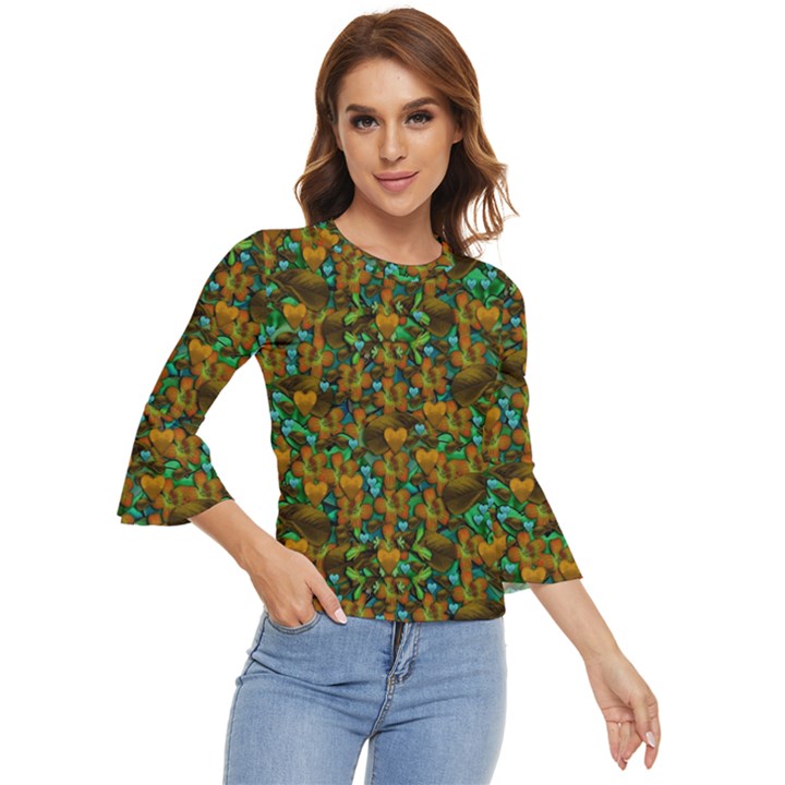 Love Forest Filled With Respect And The Flower Power Of Colors Bell Sleeve Top