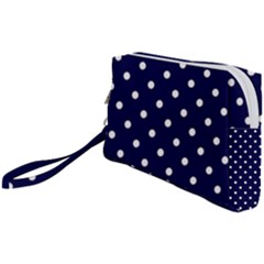 1950 Navy Blue White Dots Wristlet Pouch Bag (small) by SomethingForEveryone