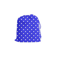 1950 Purple Blue White Dots Drawstring Pouch (small) by SomethingForEveryone