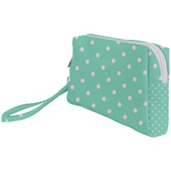 1950 Sea Foam Green White Dots Wristlet Pouch Bag (small) by SomethingForEveryone