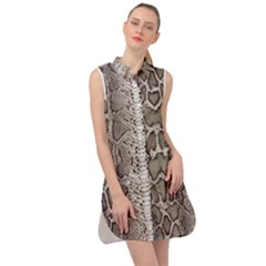 Snake Skin Sleeveless Shirt Dress by LoolyElzayat