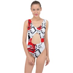 Modern Art Center Cut Out Swimsuit by Sparkle