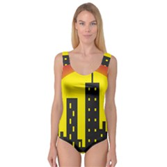 Skyline-city-building-sunset Princess Tank Leotard  by Sudhe