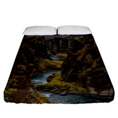 Landscape-cannon-river-mountain Fitted Sheet (california King Size) by Sudhe