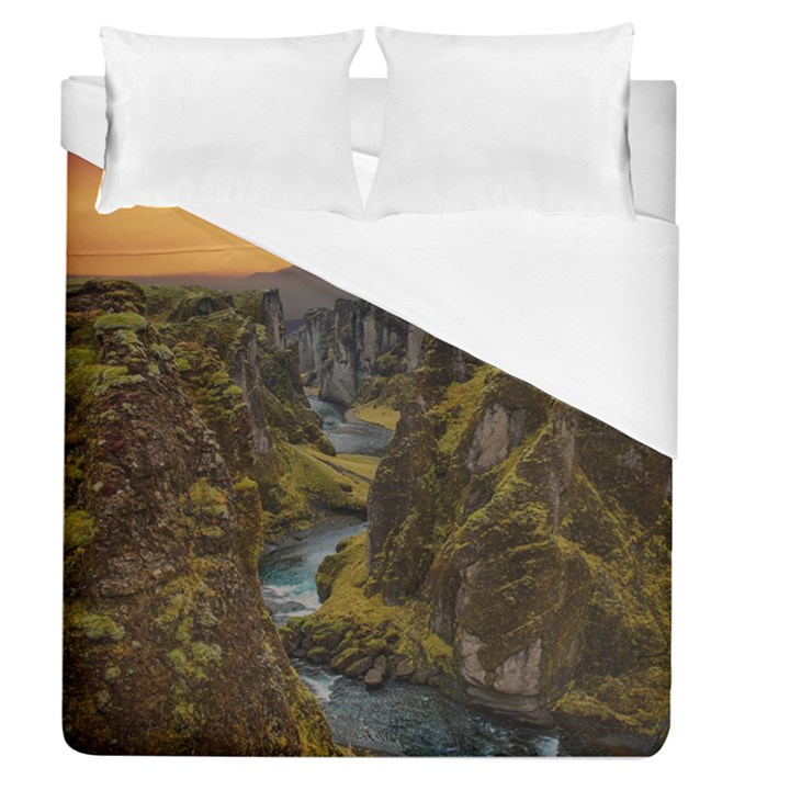 Landscape-cannon-river-mountain Duvet Cover (Queen Size)