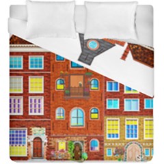 Town-buildings-old-brick-building Duvet Cover Double Side (king Size) by Sudhe