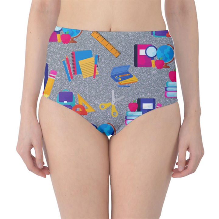 80s and 90s School Pattern Classic High-Waist Bikini Bottoms