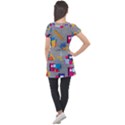 80s and 90s School Pattern Puff Sleeve Tunic Top View2