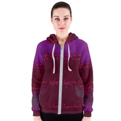 Red Splashes On Purple Background Women s Zipper Hoodie by SychEva