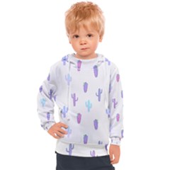 Purple And Blue Cacti Kids  Hooded Pullover by SychEva