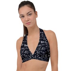 Science-albert-einstein-formula-mathematics-physics-special-relativity Halter Plunge Bikini Top by Sudhe