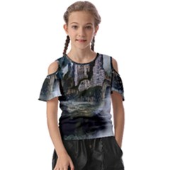 Sea-island-castle-landscape Kids  Butterfly Cutout Tee by Sudhe