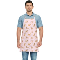 Cute Chihuahua With Sparkles On A Pink Background Kitchen Apron by SychEva