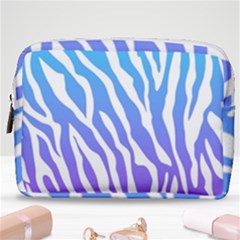 White Tiger Purple & Blue Animal Fur Print Stripes Make Up Pouch (medium) by Casemiro