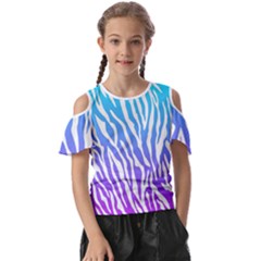 White Tiger Purple & Blue Animal Fur Print Stripes Kids  Butterfly Cutout Tee by Casemiro