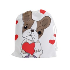 French Bulldog Hearts Drawstring Pouch (xl) by SomethingForEveryone