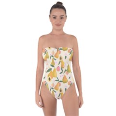 Yellow Juicy Pears And Apricots Tie Back One Piece Swimsuit by SychEva