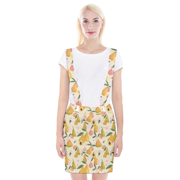 Yellow Juicy Pears And Apricots Braces Suspender Skirt