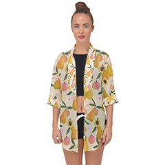 Yellow Juicy Pears And Apricots Open Front Chiffon Kimono by SychEva