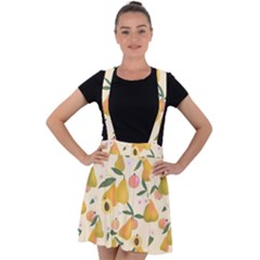 Yellow Juicy Pears And Apricots Velvet Suspender Skater Skirt by SychEva