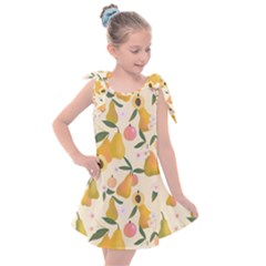 Yellow Juicy Pears And Apricots Kids  Tie Up Tunic Dress by SychEva