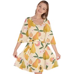 Yellow Juicy Pears And Apricots Velour Kimono Dress by SychEva