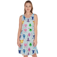 Funny Monsters Knee Length Skater Dress With Pockets by SychEva