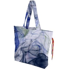 Blue Alcohol Ink Drawstring Tote Bag by Dazzleway