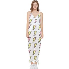 Pattern Cute Flash Design Sleeveless Tie Ankle Jumpsuit by brightlightarts