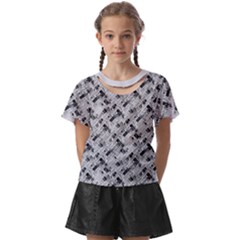 8 Bit Newspaper Pattern, Gazette Collage Black And White Kids  Front Cut Tee by Casemiro